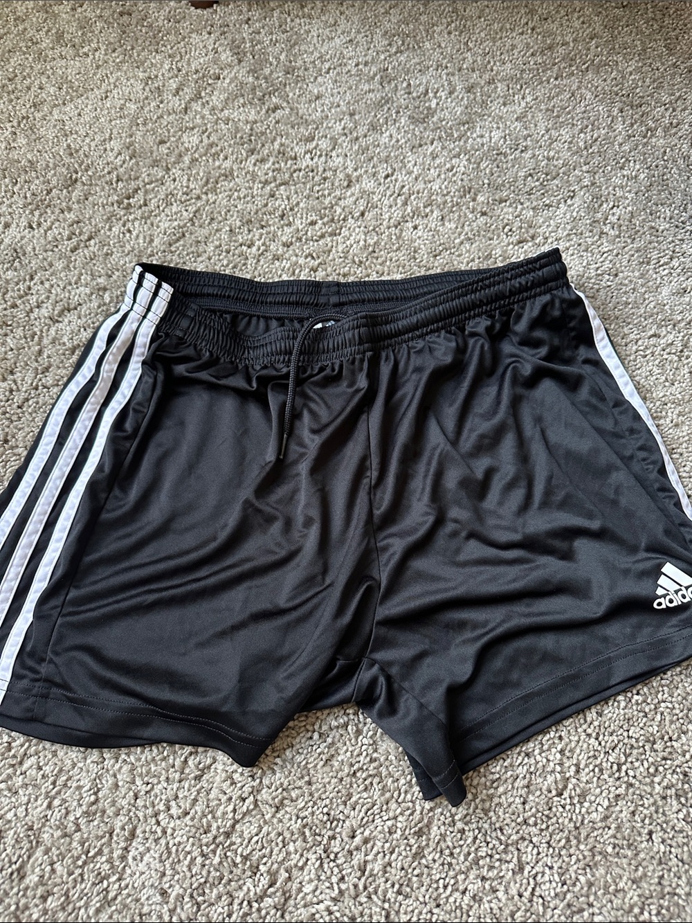 adidas Black Athletic Shorts with White Side Stripes